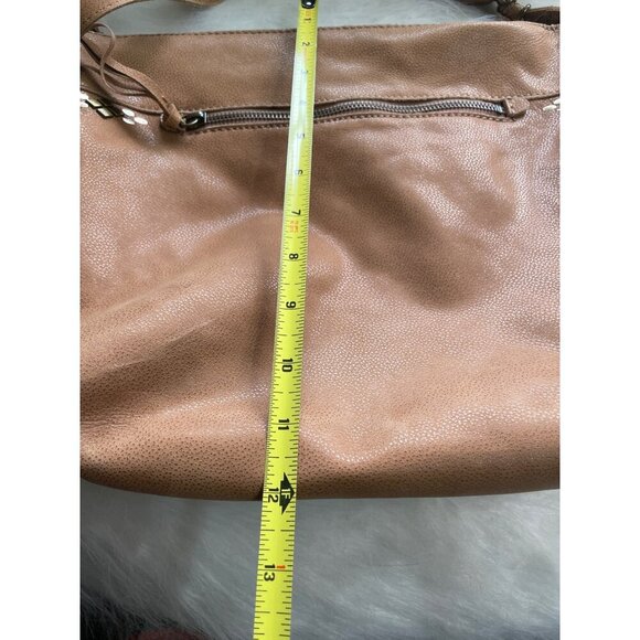 Saks Brown Leather Crossbody Bag With Adjustable Strap & Front Zipper Pocket - Picture 10 of 11